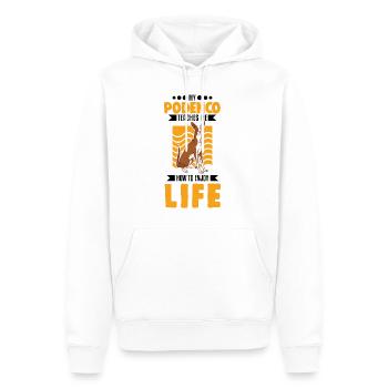 My Podenco teaches me how to enjoy life - Männer Premium Bio Hoodie - Weiß - Vorne - Nico (187cm)