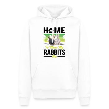 La maison est l’endroit où mes lapins sont lapins - Sweat à capuche Premium bio Homme - blanc - Devant - Nico (187cm)