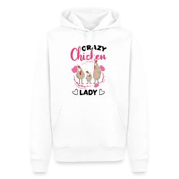 Crazy Chicken lady chicken owner - Men’s Premium Organic Hoodie - white - Front - Nico (187cm)