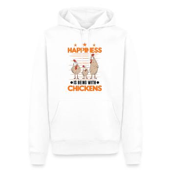 Le bonheur, c’est d’être avec Chickens Hühner - Sweat à capuche Premium bio Homme - blanc - Devant - Nico (187cm)