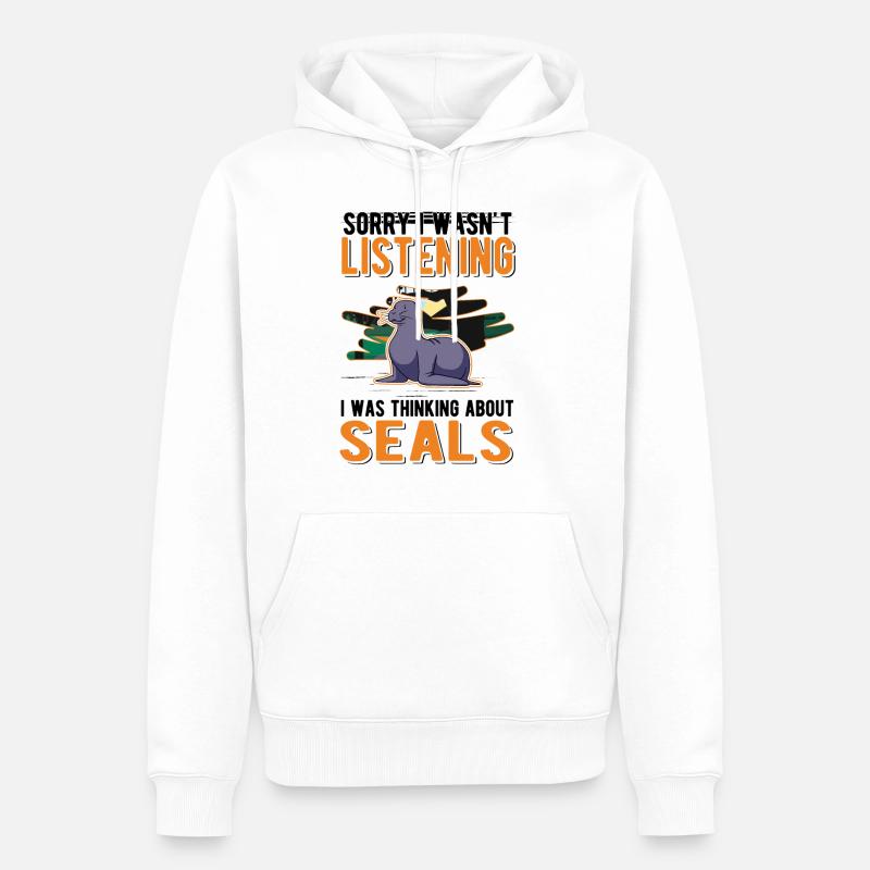 Seal Cadeau Lion de Mer - Sweat à capuche Premium bio Homme - blanc