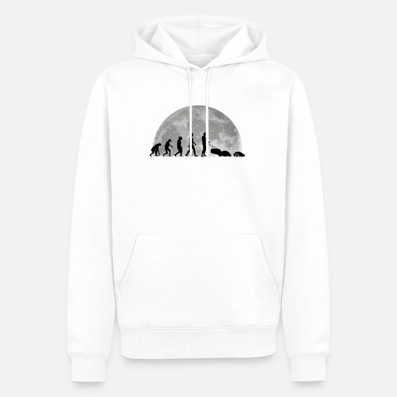 Mähroboter Evolution Mond Rasenroboter - Männer Premium Bio Hoodie - Weiß