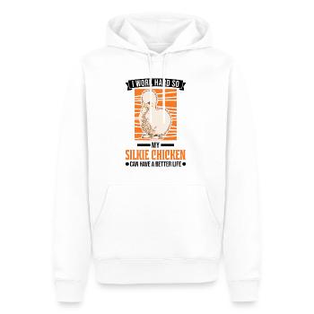 Silk Chicken Cadeau Silkie Chicken Silkie Chicken - Sweat à capuche Premium bio Homme - blanc - Devant - Nico (187cm)