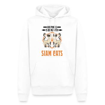 Happiness is being with Siam Cats Siamkatze - Männer Premium Bio Hoodie - Weiß - Vorne - Nico (187cm)