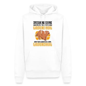 Always be yourself Unless you can be a Groundhog - Männer Premium Bio Hoodie - Weiß - Vorne - Nico (187cm)