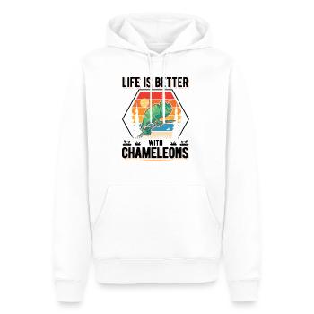 La vie est meilleure avec Chameleons Chameleon - Sweat à capuche Premium bio Homme - blanc - Devant - Nico (187cm)