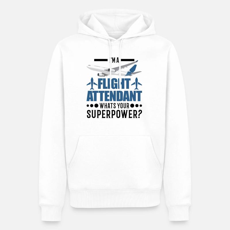 Hôtesse de l’air Superkraft Stewardess - Sweat à capuche Premium bio Homme - blanc
