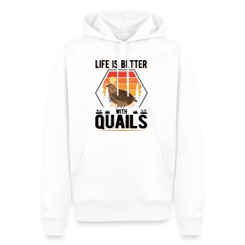 La vie est meilleure avec Cailles Caille - Sweat à capuche Premium bio Homme - blanc - Devant - Nico (187cm)
