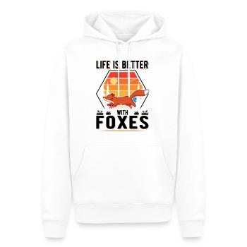 La vie est meilleure avec Foxes Fuchs - Sweat à capuche Premium bio Homme - blanc - Devant - Nico (187cm)