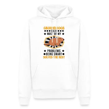 Cadeau Marmotte Jour de la marmotte Marmotte - Sweat à capuche Premium bio Homme - blanc - Devant - Nico (187cm)