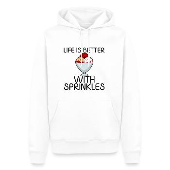 La vie est meilleure avec des saupoudrages 14 - Sweat à capuche Premium bio Homme - blanc - Devant - Nico (187cm)