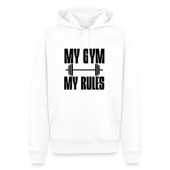 My Gym, My Rules 6 - Men’s Premium Organic Hoodie - white - Front - Nico (187cm)