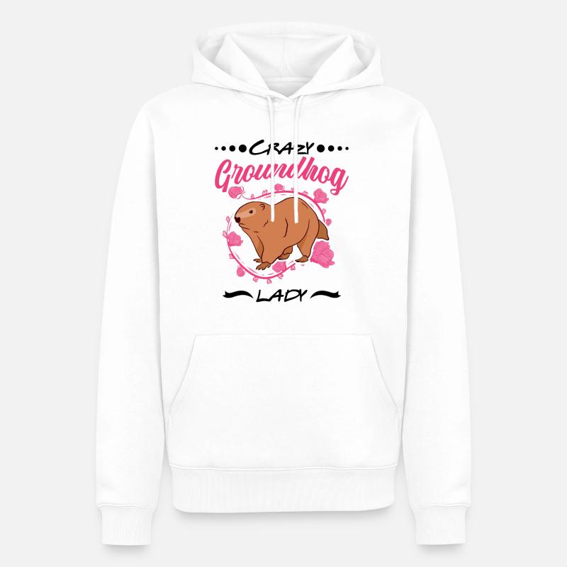 Dame marmotte folle - Sweat à capuche Premium bio Homme - blanc