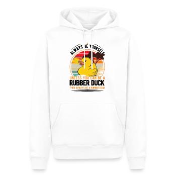 Canard en caoutchouc Canard grinçant Canard de bain - Sweat à capuche Premium bio Homme - blanc - Devant - Nico (187cm)