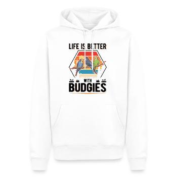 Life is better with Budgies Budgies Budgie - Men’s Premium Organic Hoodie - white - Front - Nico (187cm)