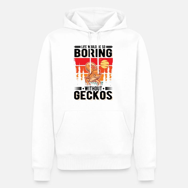 Gecko Cadeau Léopard Gecko - Sweat à capuche Premium bio Homme - blanc