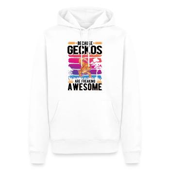 Because Geckos are freaking awesome - Männer Premium Bio Hoodie - Weiß - Vorne - Nico (187cm)