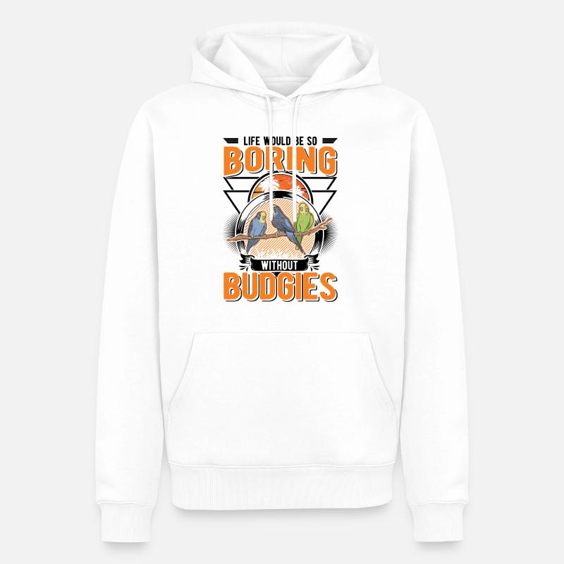 Perruche Cadeau Cockatiel Perruche Perruche - Sweat à capuche Premium bio Homme - blanc