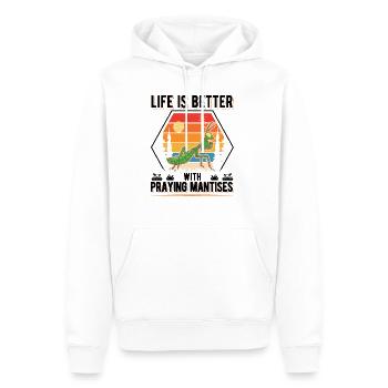 Life is better with Praying Mantises - Männer Premium Bio Hoodie - Weiß - Vorne - Nico (187cm)