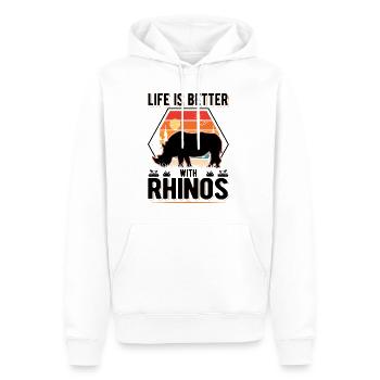 Life is better with Rhinos Nashorn - Männer Premium Bio Hoodie - Weiß - Vorne - Nico (187cm)