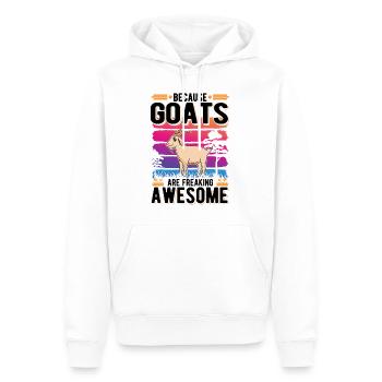 Parce que les chèvres sont des chèvres géniales - Sweat à capuche Premium bio Homme - blanc - Devant - Nico (187cm)