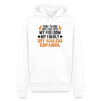 Galgo Espanol Freedom Family Galgo - Men’s Premium Organic Hoodie - white - Front - Nico (187cm)