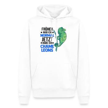 I used to be normal Now I have chameleons - Men’s Premium Organic Hoodie - white - Front - Nico (187cm)