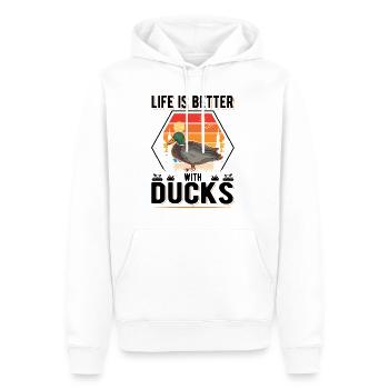 La vie est meilleure avec Ducks Duck Duck Breeder - Sweat à capuche Premium bio Homme - blanc - Devant - Nico (187cm)