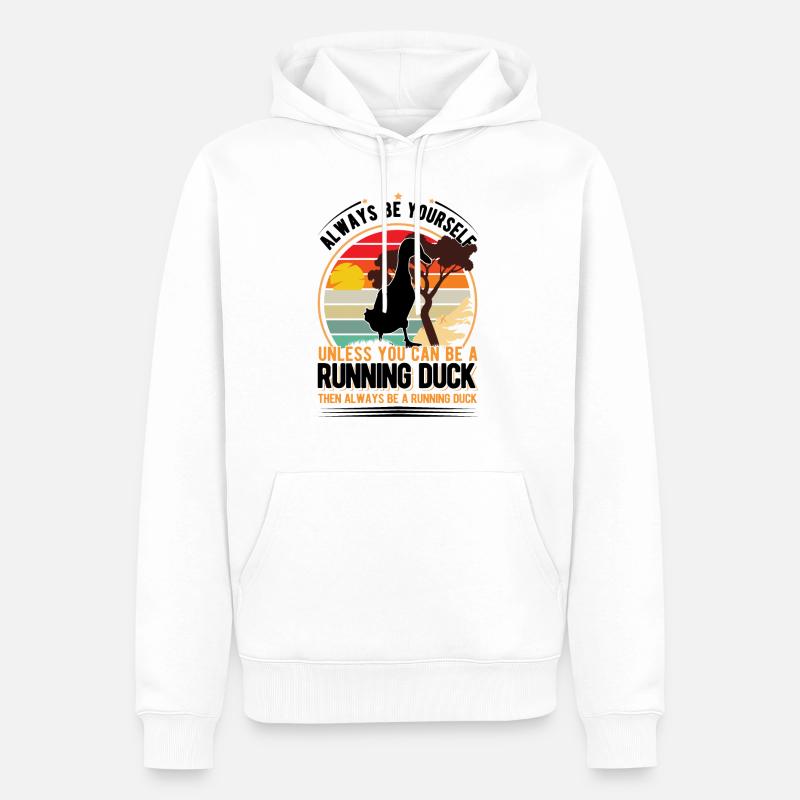 Indien Running Gift Runner Canard - Sweat Ă capuche Premium bio Homme - blanc
