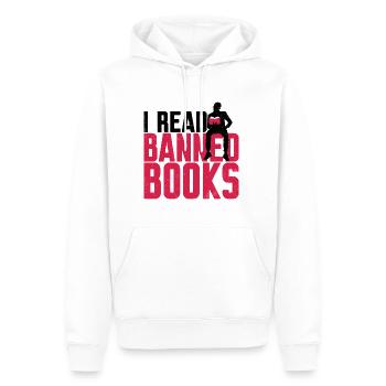 I Read Banned Books 40 - Men’s Premium Organic Hoodie - white - Front - Nico (187cm)