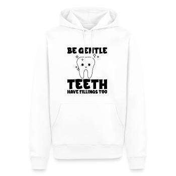 Be Gentle, Teeth Have Fillings Too - Männer Premium Bio Hoodie - Weiß - Vorne - Nico (187cm)