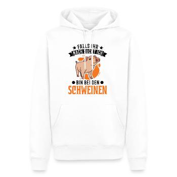 Falls ihr nach sucht ich Bin bei den Schweinen - Männer Premium Bio Hoodie - Weiß - Vorne - Nico (187cm)