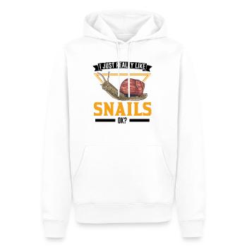 J’aime vraiment Snails ok Snail - Sweat à capuche Premium bio Homme - blanc - Devant - Nico (187cm)