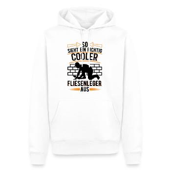 So sieht ein richtig cooler Fliesenleger aus - Männer Premium Bio Hoodie - Weiß - Vorne - Nico (187cm)