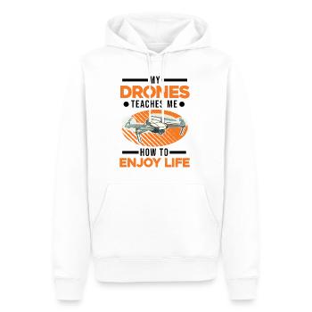 Mes drones m’apprennent à profiter de la vie - Sweat à capuche Premium bio Homme - blanc - Devant - Nico (187cm)