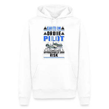 Attention Drones pilotes de drones révisés - Sweat à capuche Premium bio Homme - blanc - Devant - Nico (187cm)