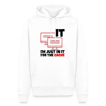 I'm Just In It For The Cache 2 - Men’s Premium Organic Hoodie - white - Front - Nico (187cm)