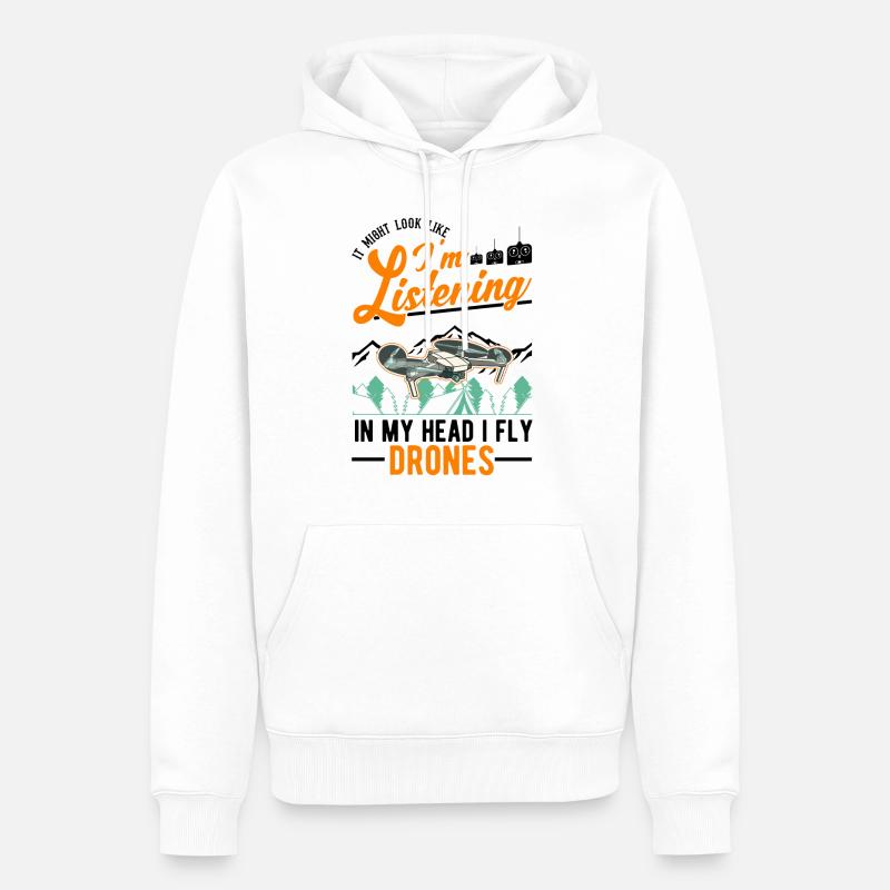 Drone Pilote Cadeau Drone Quadcopter - Sweat à capuche Premium bio Homme - blanc