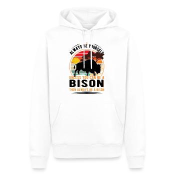 Soyez toujours vous-même Bison Buffalo Büffel - Sweat à capuche Premium bio Homme - blanc - Devant - Nico (187cm)