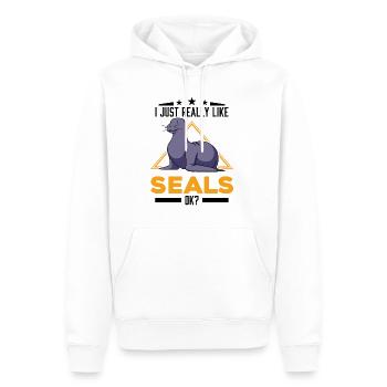 J’aime vraiment les phoques ok Sea Lion Seal - Sweat à capuche Premium bio Homme - blanc - Devant - Nico (187cm)