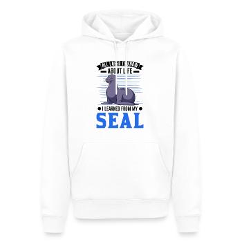 Seal Gift Seal Sea Lion - Men’s Premium Organic Hoodie - white - Front - Nico (187cm)