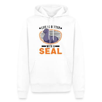 Life is better with a Seal Robbe - Men’s Premium Organic Hoodie - white - Front - Nico (187cm)