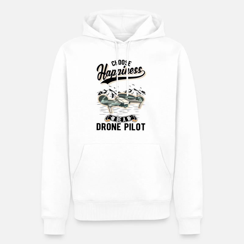 Drone Pilote Cadeau Drone Quadcopter - Sweat à capuche Premium bio Homme - blanc
