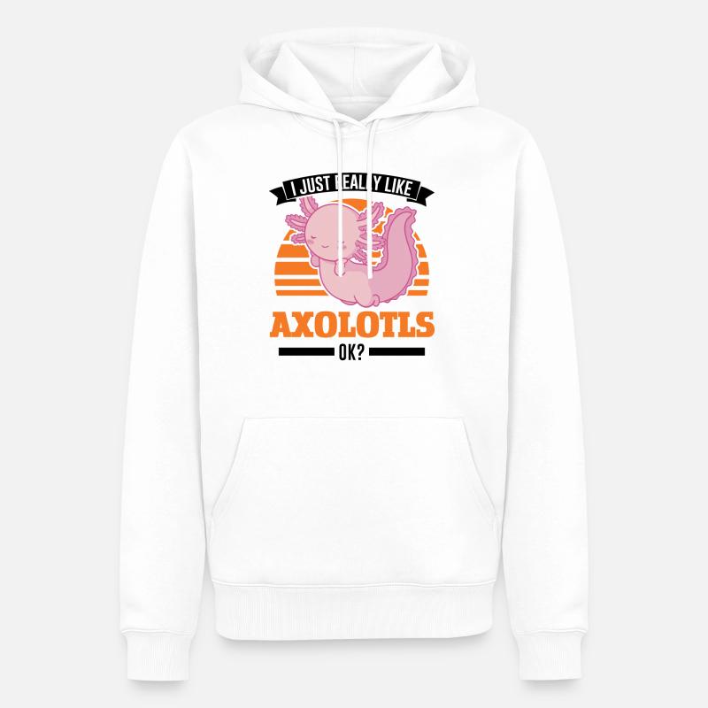 J’aime beaucoup Axolotls Tail Luch - Sweat à capuche Premium bio Homme - blanc