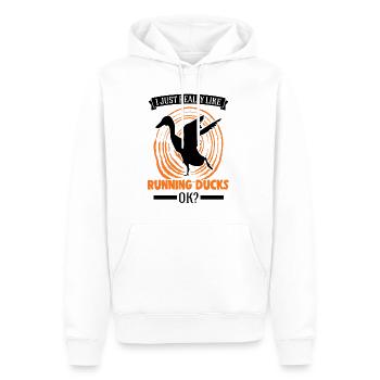J’aime beaucoup Running Ducks, ok Laufente - Sweat à capuche Premium bio Homme - blanc - Devant - Nico (187cm)