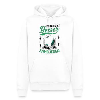 Das Leben ist besser mit einem Samojeden - Männer Premium Bio Hoodie - Weiß - Vorne - Nico (187cm)