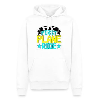 Mon premier trajet en avion 41 - Sweat à capuche Premium bio Homme - blanc - Devant - Nico (187cm)