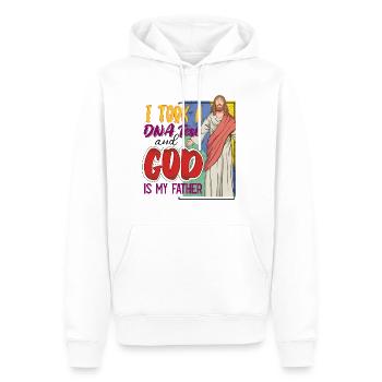J’ai fait un test ADN et Dieu est mon père 21 - Sweat à capuche Premium bio Homme - blanc - Devant - Nico (187cm)