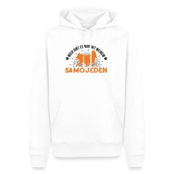 Mich gibt es nur mit meinem Samojeden - Männer Premium Bio Hoodie - Weiß - Vorne - Nico (187cm)