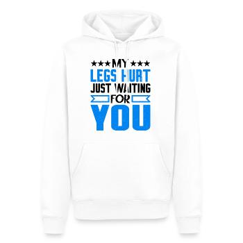 J’ai mal aux jambes juste en t’attendant 7 - Sweat à capuche Premium bio Homme - blanc - Devant - Nico (187cm)